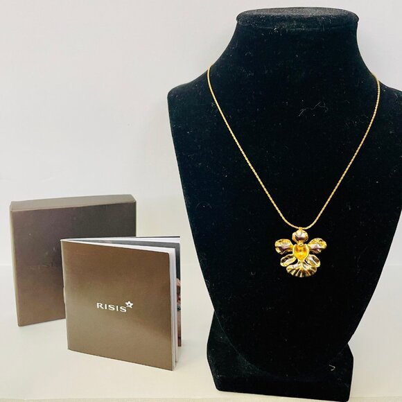 RISIS 14K Gold-Filled Orchid Pin & Necklace – NIB – $150 Retail​ - Picture 4 of 6